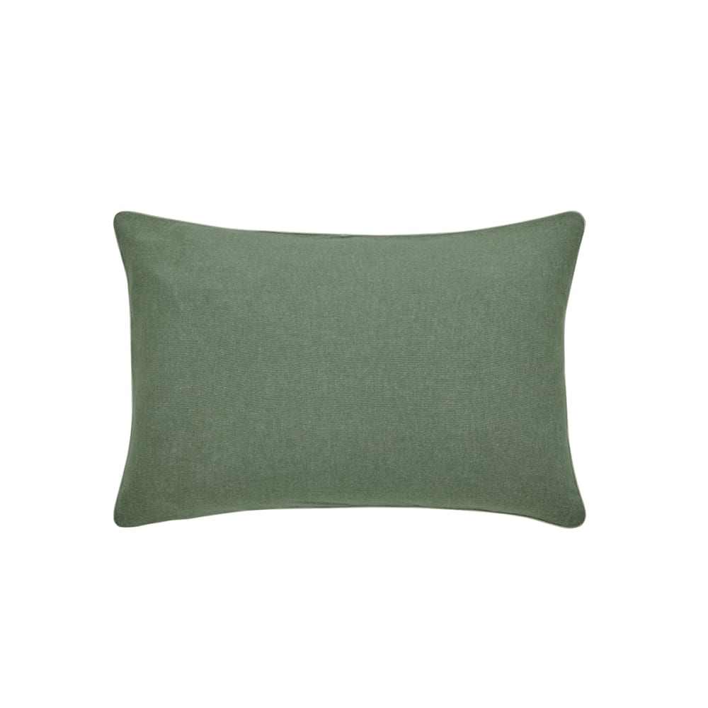 Taie d'oreiller unie en flanelle de coton vert lichen 50x75