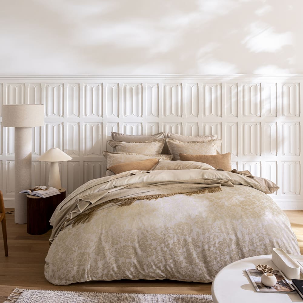 Taie d'oreiller imprimée en jacquard de coton beige 65x65 — vue 4