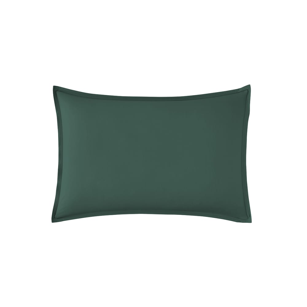 Taie d'oreiller unie en percale de coton vert forêt 50x75