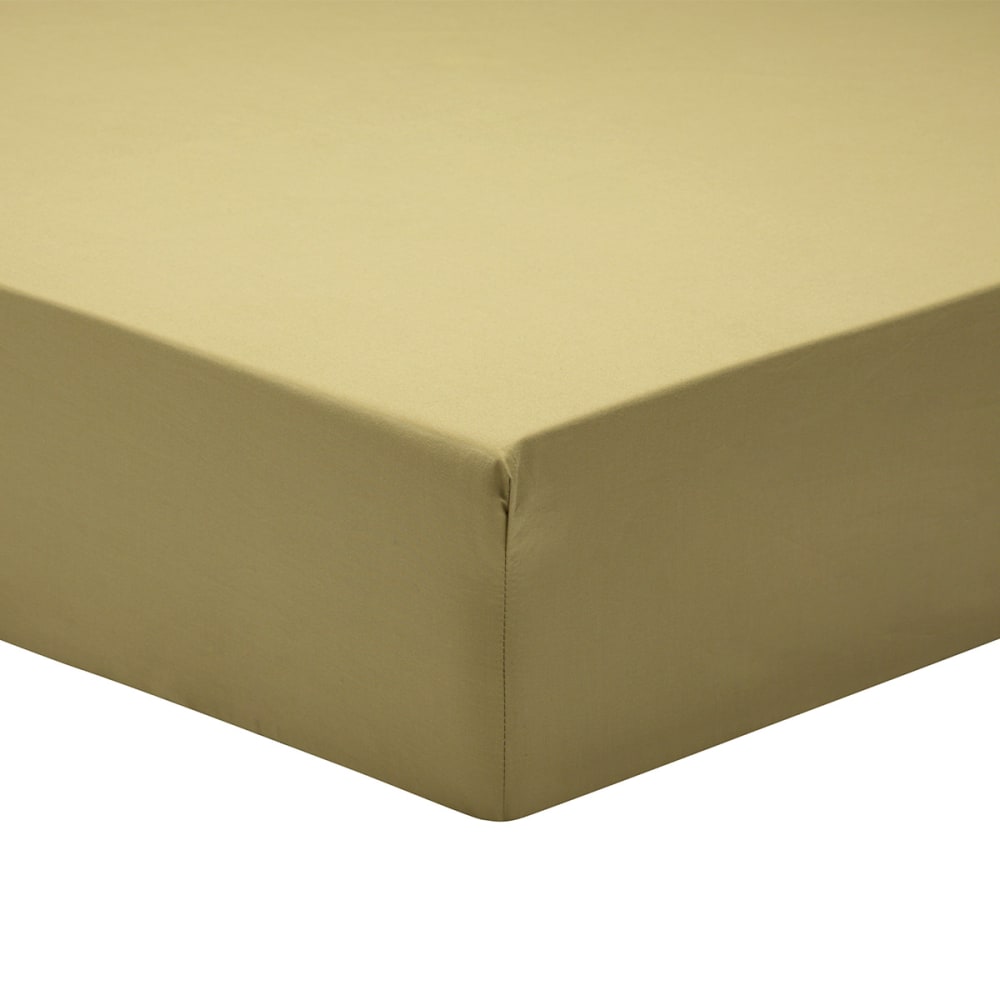 Drap housse uni en percale de coton vert 90x190