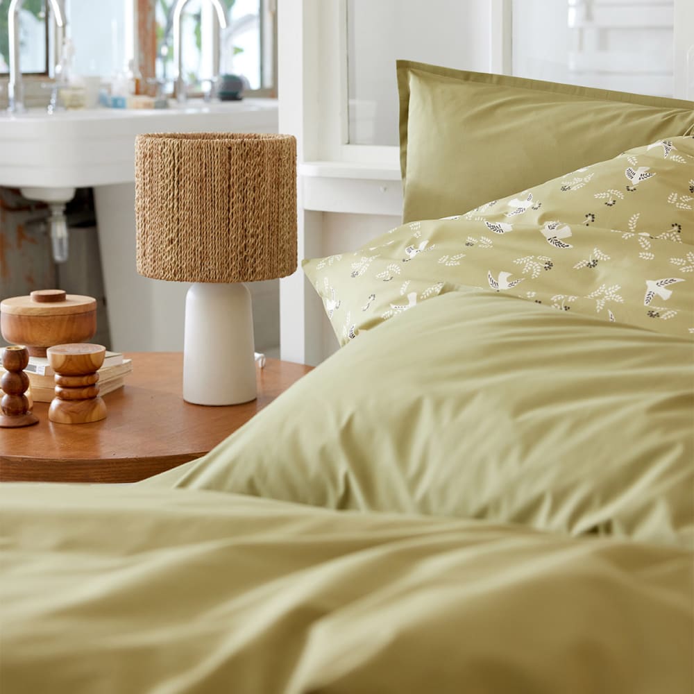 Drap housse uni en percale de coton vert 90x190 — vue 4