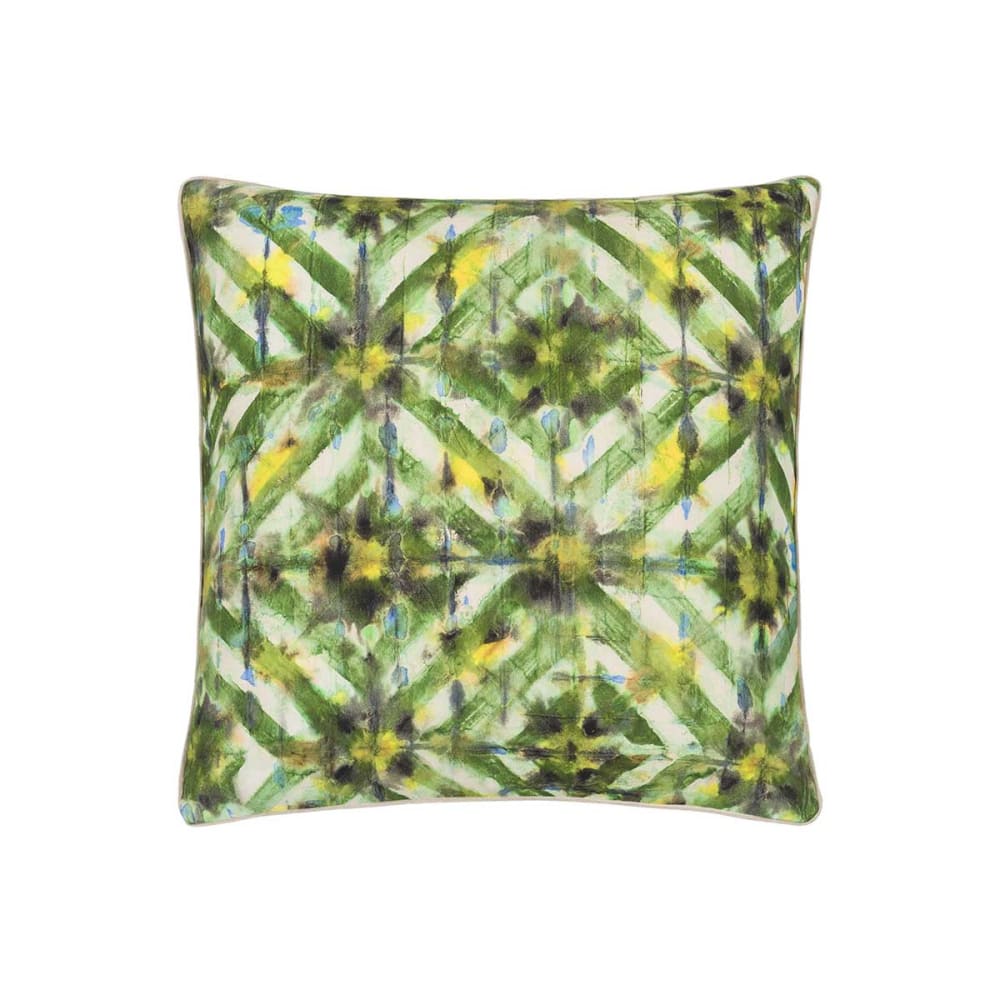 Housse de coussin imprimée en coton vert forêt 60x60cm