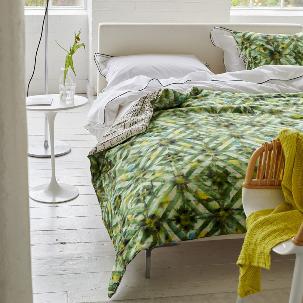 Housse de coussin imprimée en coton vert forêt 60x60cm — vue 3