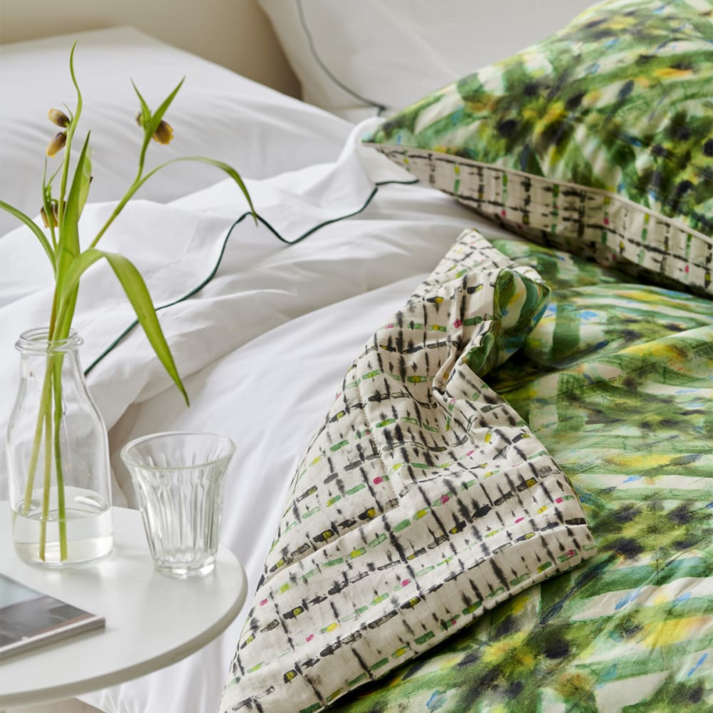 Housse de coussin imprimée en coton vert forêt 60x60cm — vue 4