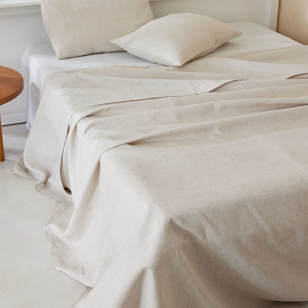 Drap plat uni en lin beige 240x300 — vue 3