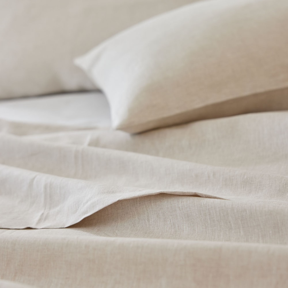 Drap plat uni en lin beige 240x300 — vue 4