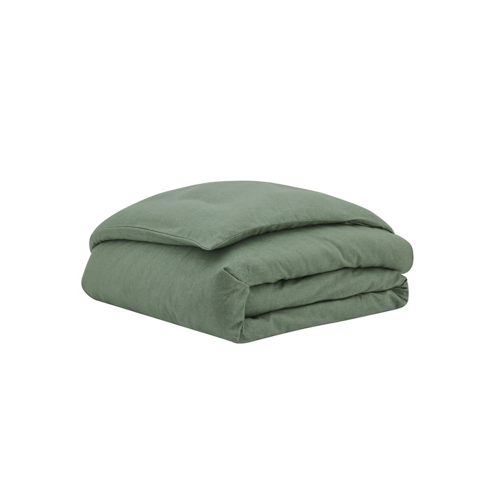 Housse de couete unie en flanelle de coton vert 240x220 - Maisons du Monde