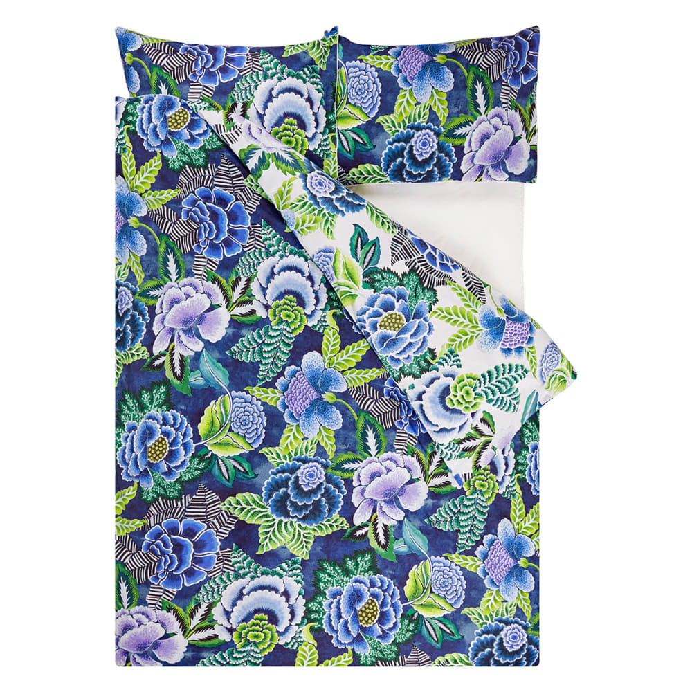 Housse de couette imprimée en percale de coton bleu 260x240 — vue 3
