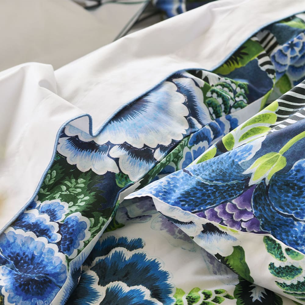 Housse de couette imprimée en percale de coton bleu 260x240 — vue 4