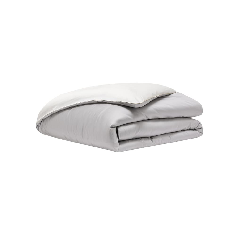 Housse de couette unie en satin de coton bio gris 260x240 — vue 3