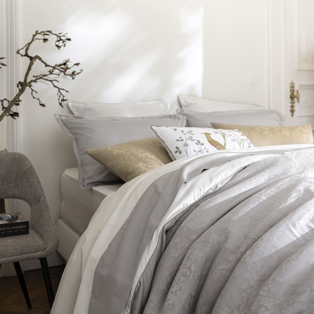 Housse de couette unie en satin de coton bio gris 260x240 — vue 4