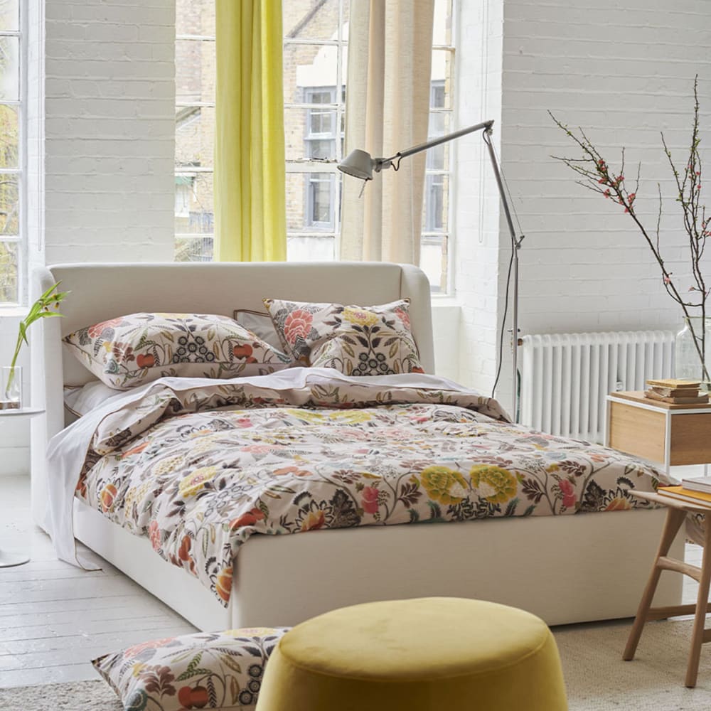 Housse de couette imprimée en percale de coton beige 200x200