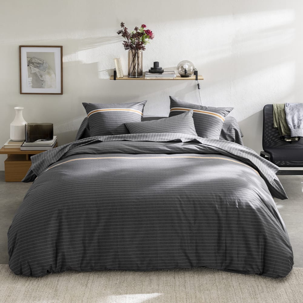 Parure de lit imprimée en lyocelle gris 200x200