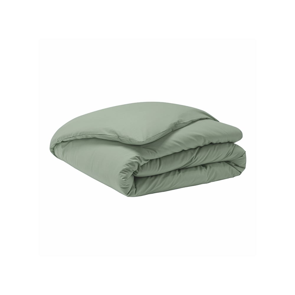 Parure de lit unie en percale de coton vert sauge 200x200 — vue 3