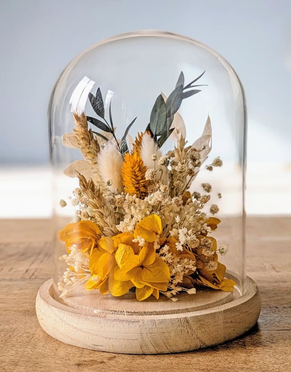 Réconciliation Végétale Cloche de fleurs séchées jaune Georgette - Fibres Naturelles