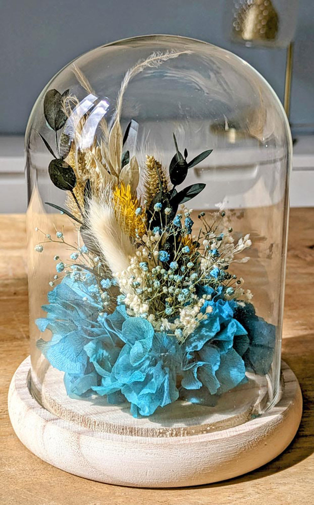 Cloche de fleurs séchées bleu Charlotte - Maisons du Monde