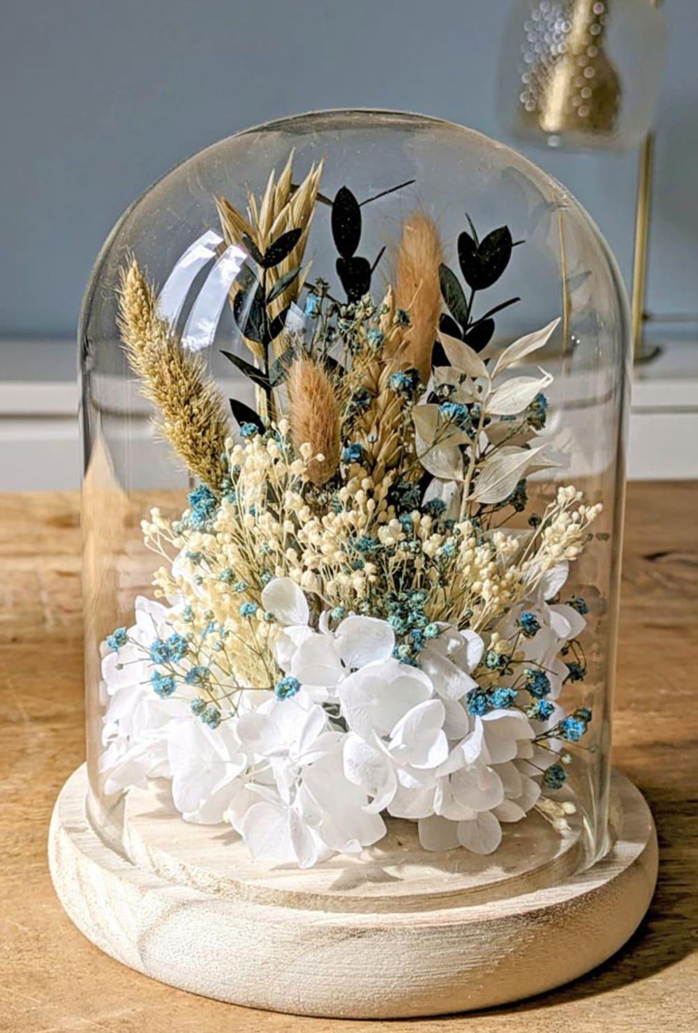 Réconciliation Végétale Cloche de fleurs séchées blanche Clémence - Fibres Naturelles