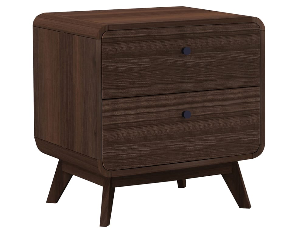 Table de chevet avec 2 tiroirs en effet noyer