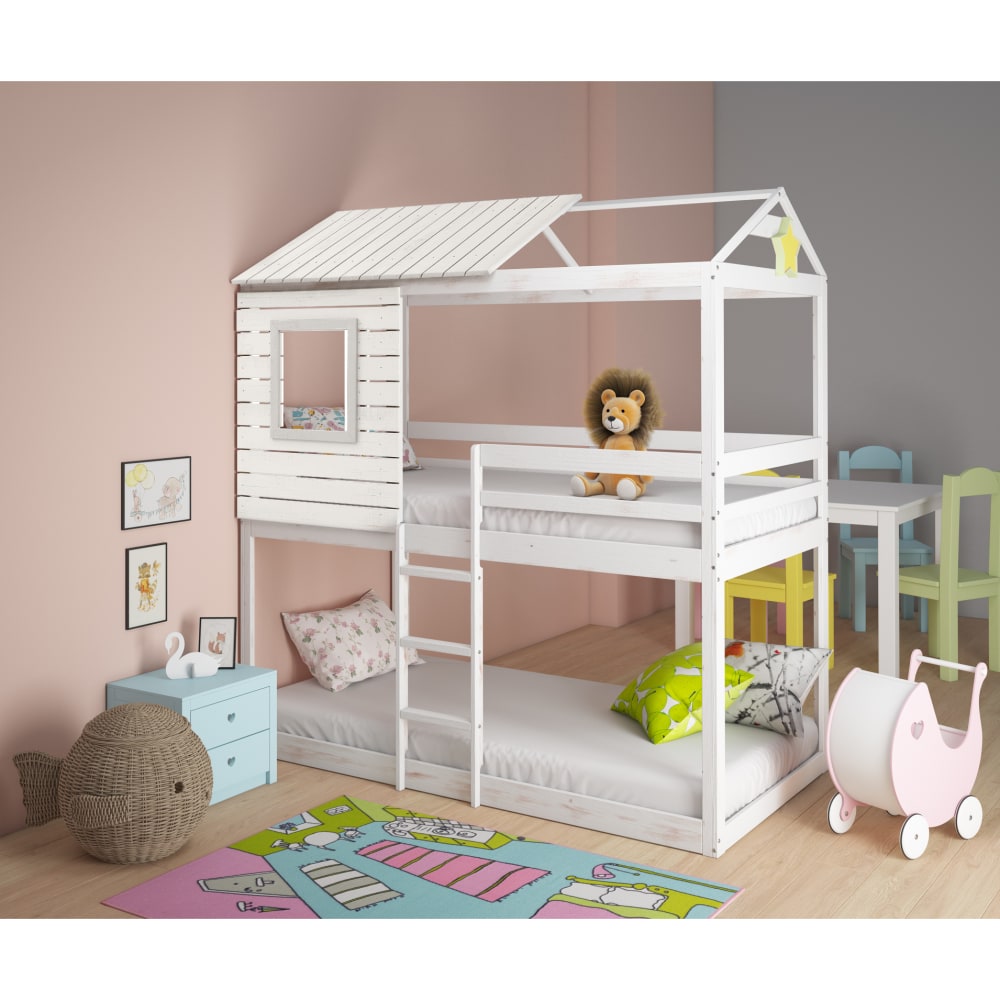 Loft24 Etagenbett aus Holz 90x200 cm, weiß style modern Holz Baby