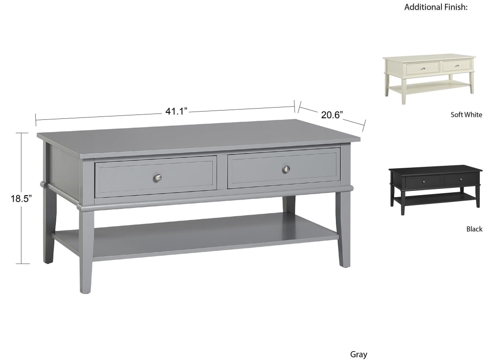 Table basse avec 2 tiroirs en mélaminé gris - Maisons du Monde