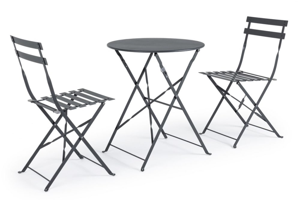 Ensemble+bistrot+avec+table+et+2+chaises+en+acier+anthracite