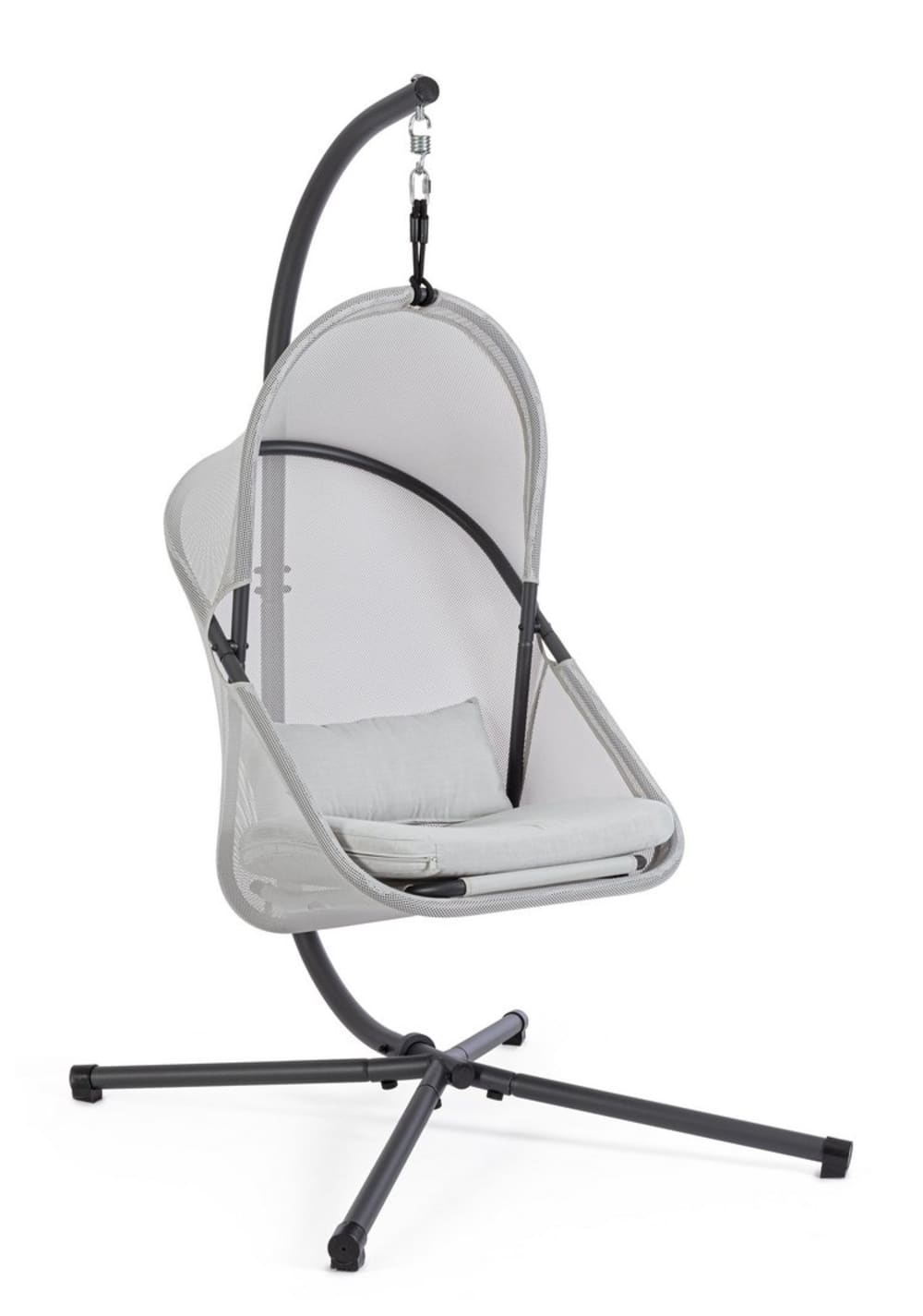 Fauteuil+pliant+en+acier+anthracite+avec+revetement+gris