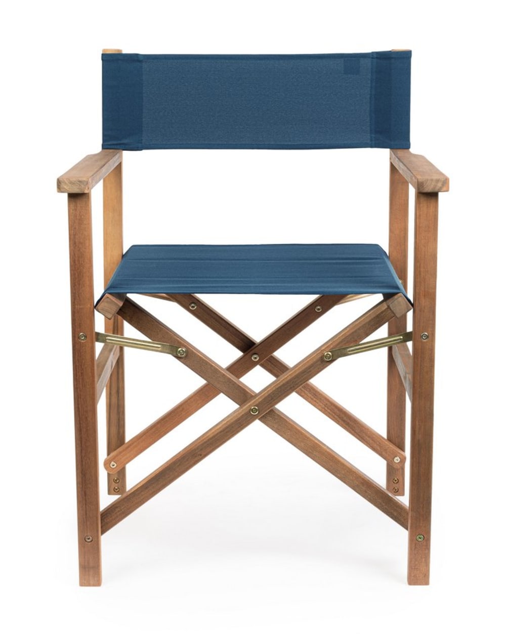 Lot de 6 chaises de direction en polyester bleu et acacia, pliantes