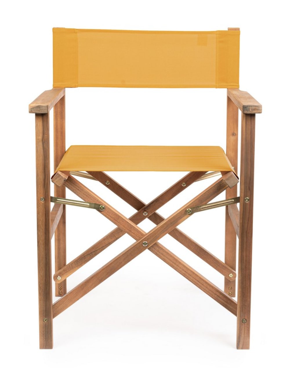 Lot de 6 chaises de direction en bois d'acacia, polyester jaune