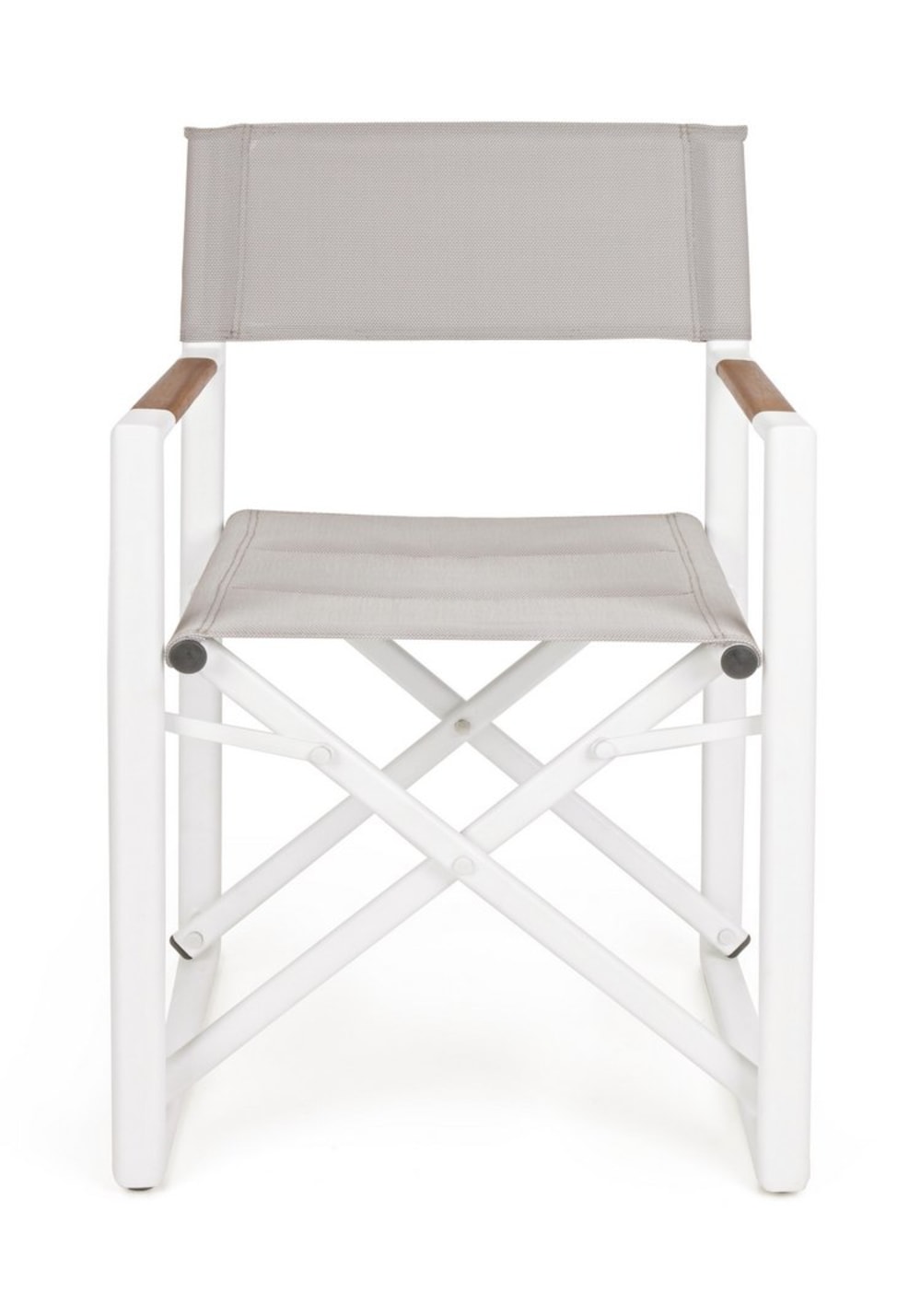 Lot de 4 chaises de direction en aluminium blanc, textilène gris