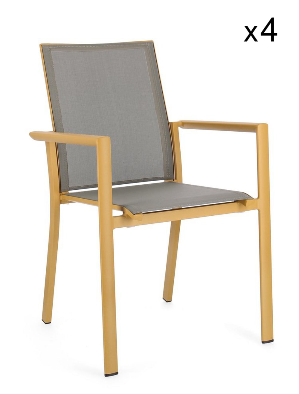 Lot de 4 chaises en aluminium - jaune