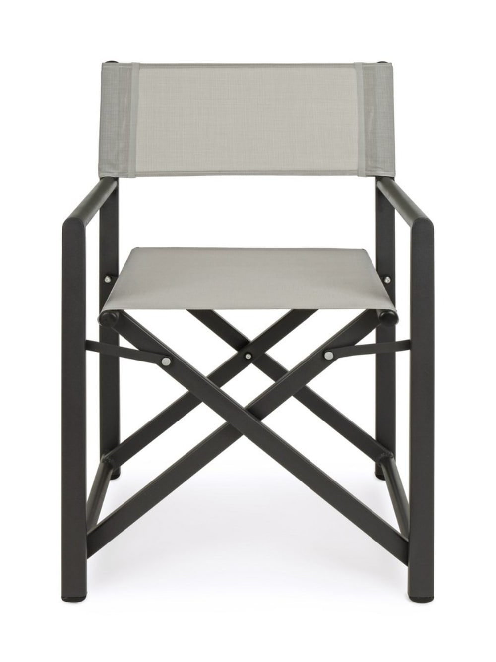 Set de 2 chaises de direction en textilène gris et aluminium, pliantes