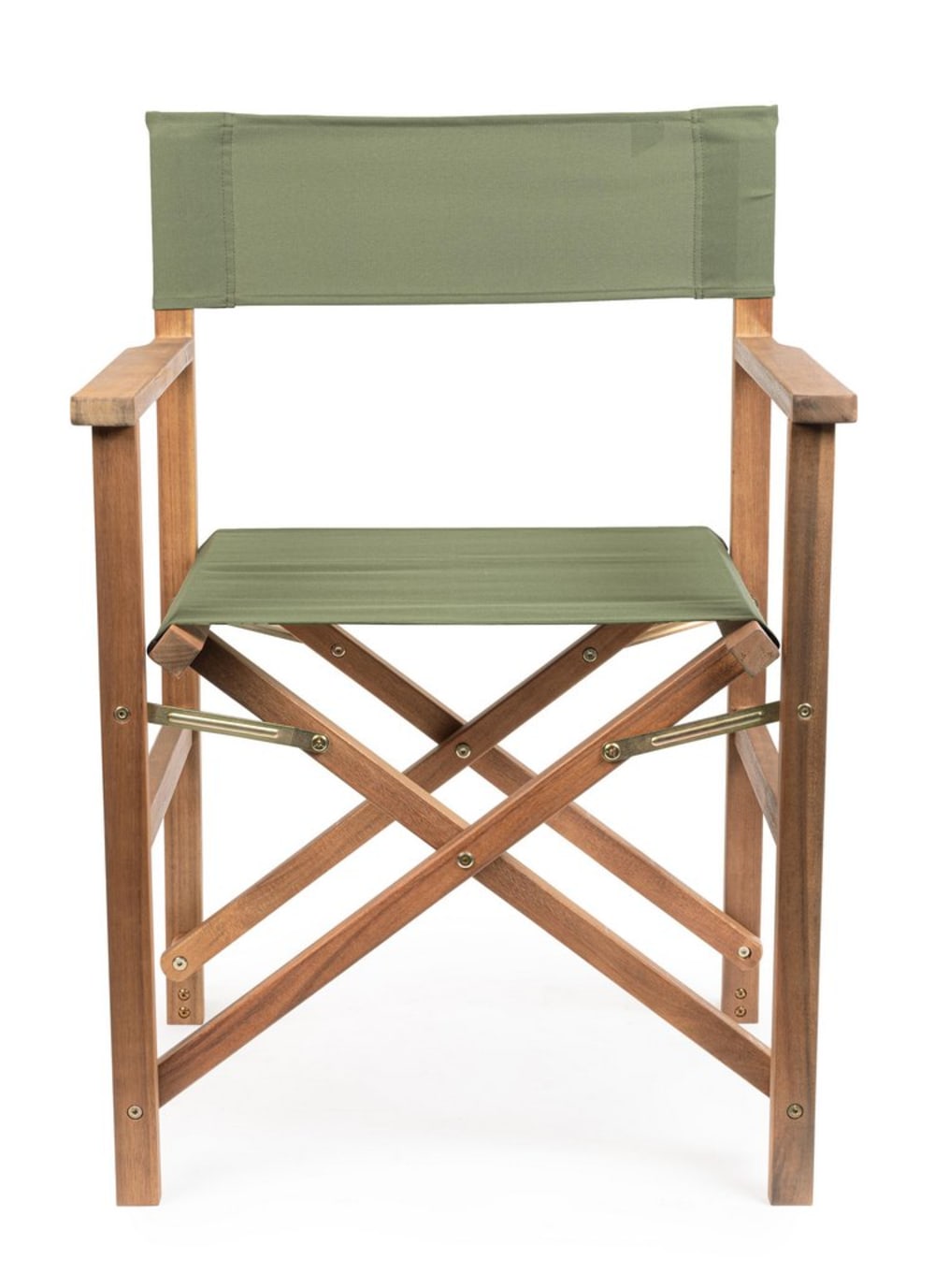 Ensemble de 6 chaises de direction en bois d'acacia, polyester vert