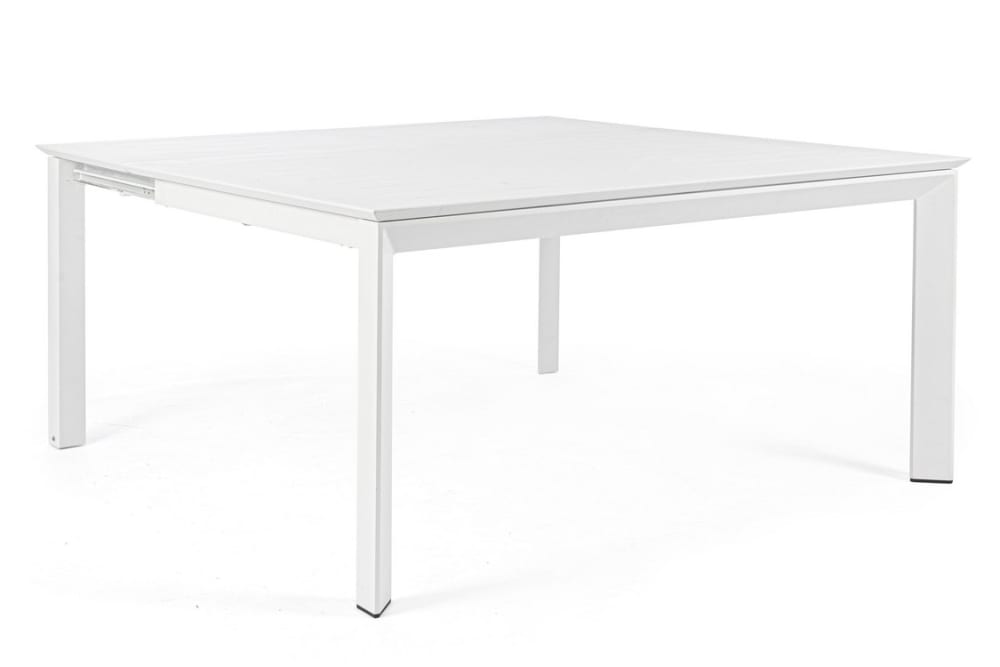 Table à rallonge en aluminium blanc 160×110 cm - 160×160 cm