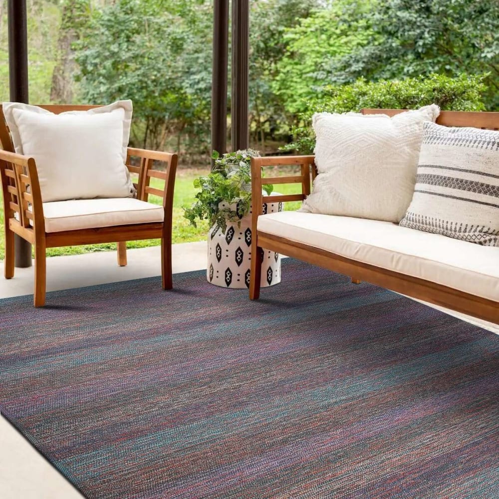 Tapis intérieur-extérieur motifs lignes bleu 200x290 — vue 3