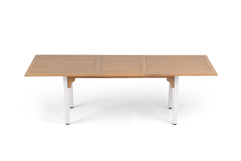 Table extensible en bois 6-10 places bois et acier blanc