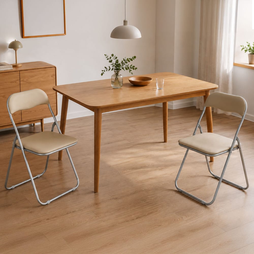Lot de 2 chaises pliante en fer beige 43x47 cm - Maisons du Monde