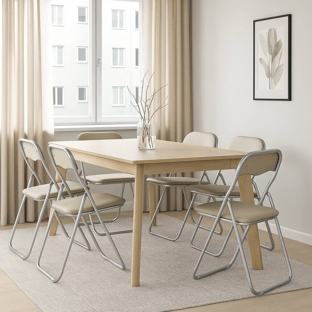 Klappstuhl aus beigem Eisen 43x47h80 cm - Maisons Du Monde