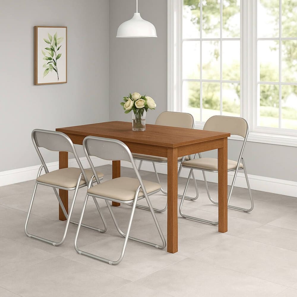 Lot de 4 chaises pliante en fer beige 43x47 cm