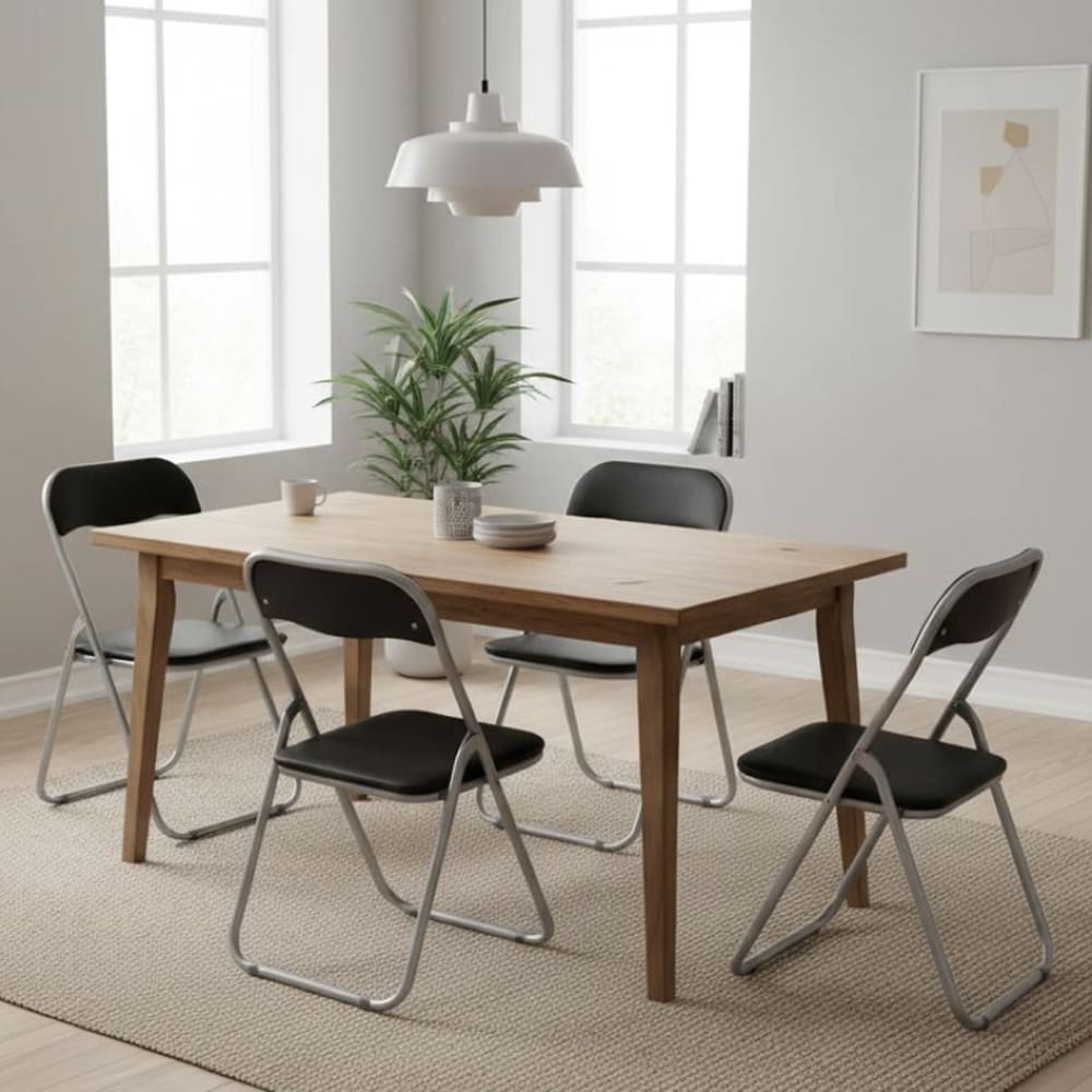 Lot de 4 chaises pliante en fer noir 43x47 cm