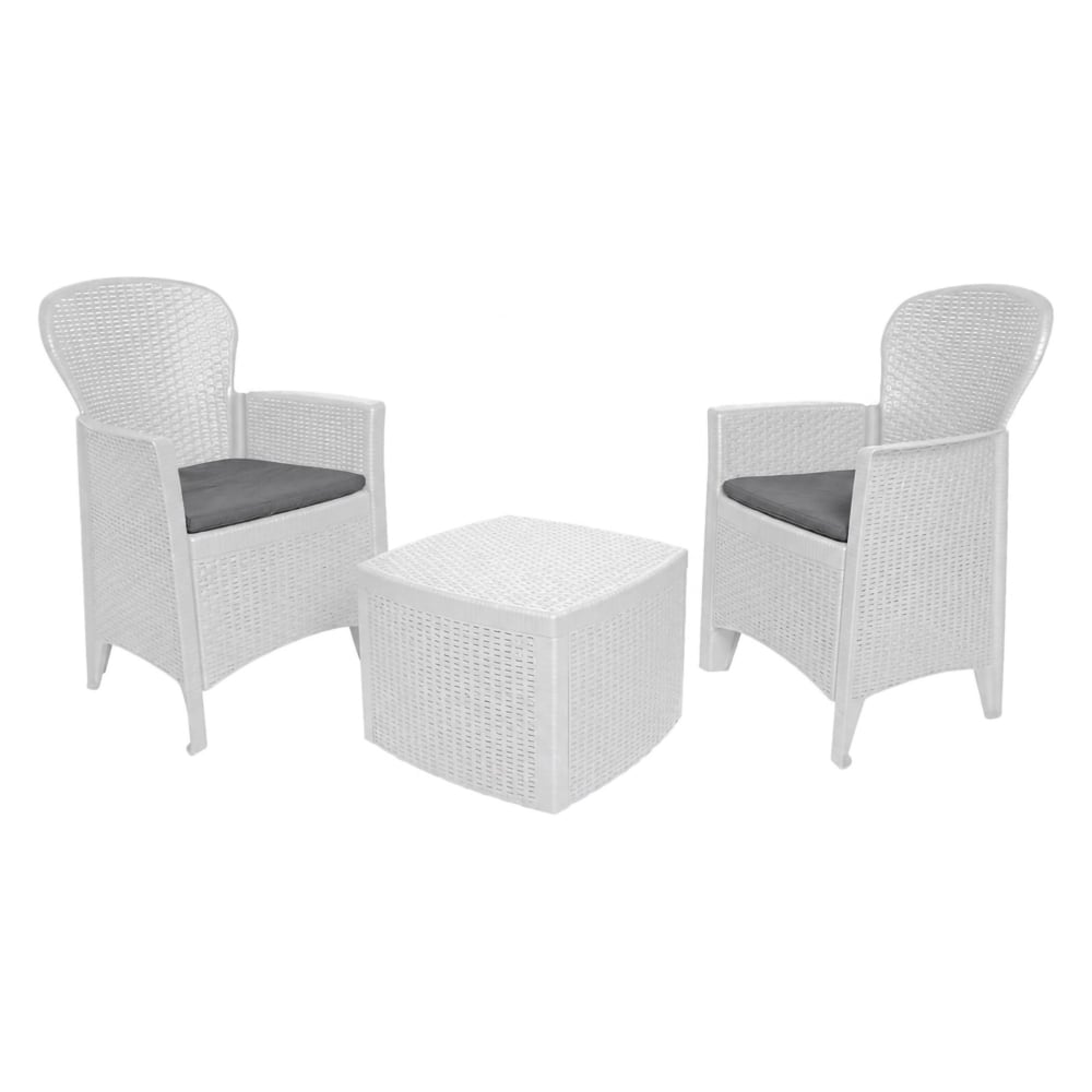 Dmora Weiße Kunststoff-Gartenmöbel-Set style modern Weiß Pp - Polypropylen