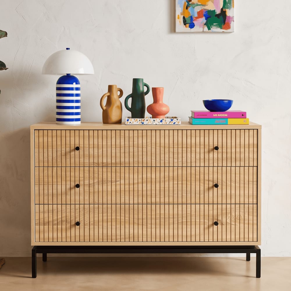 Commode 3 tiroirs effet bois 105 cm - Maisons du Monde
