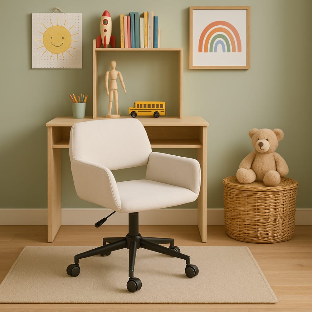 Urban Meuble Ergonomischer Kinderbürostuhl mit Rollen style modern BEIGE STOFF Kinder