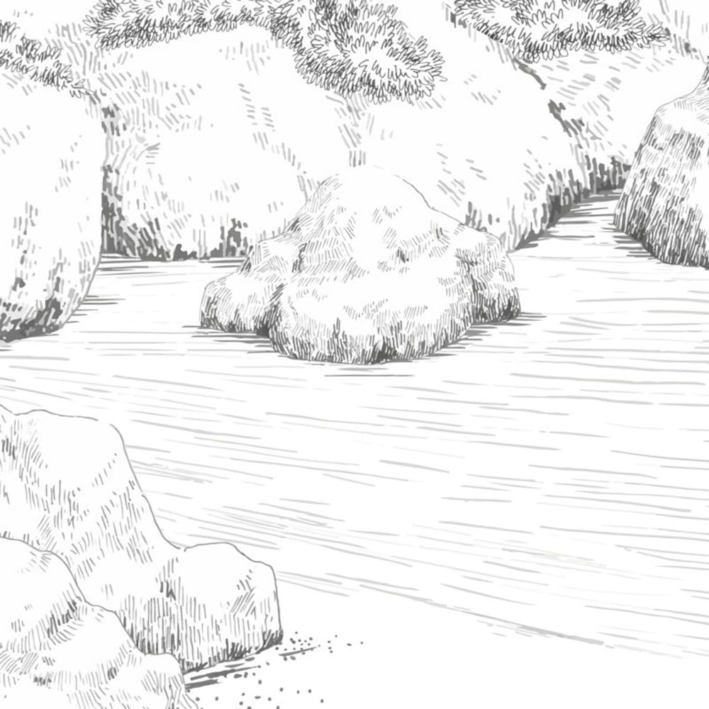 Papier peint panoramique noir et blanc bord de mer L336xH270cm — vue 4