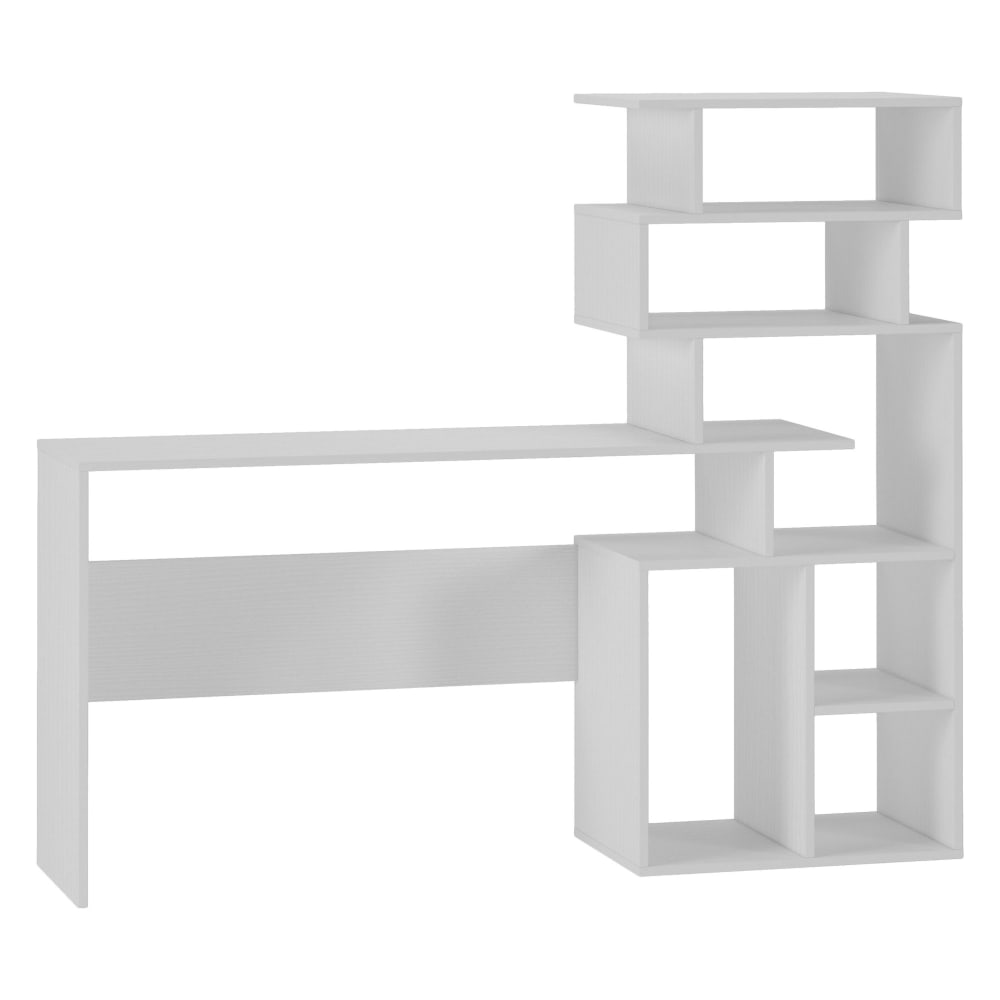 Dmora Bureau en bois mélaminé blanc 158x40x135h cm style contemporain Blanc Bois - 158x135x40cm