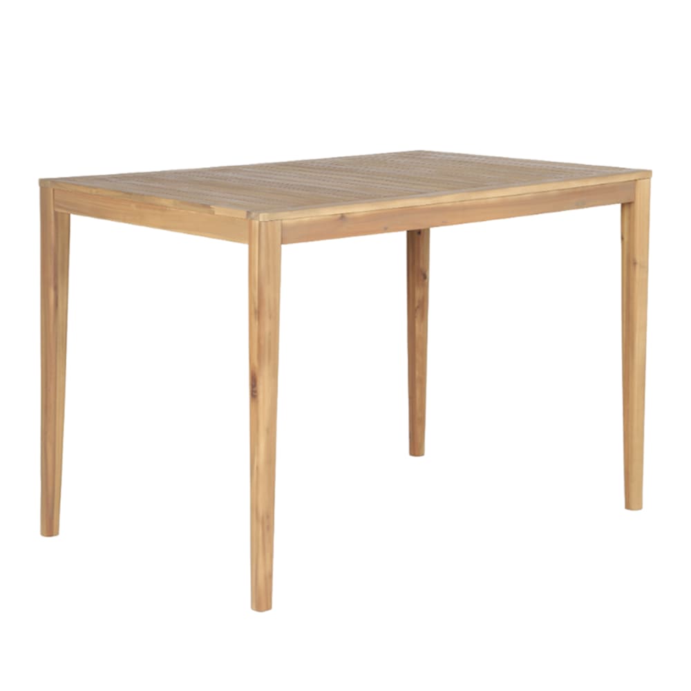 Table semi-haute 140x90x95 cm en bois d'acacia blanchi