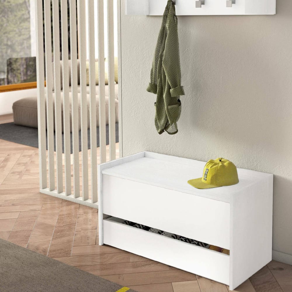 Coffre effet bois blanc 90x40 cm