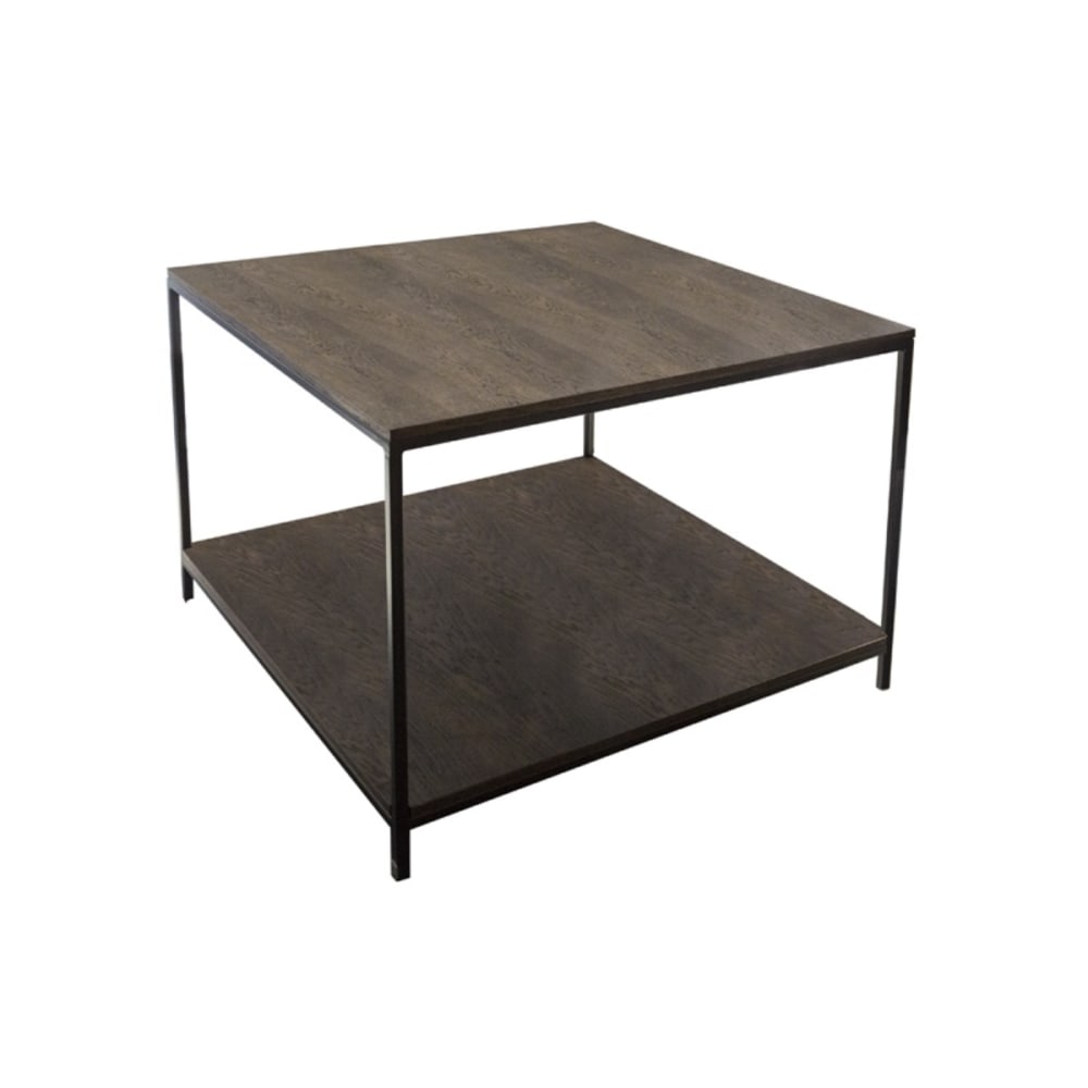 Sia Deco Quadratischer Couchtisch aus braunem Holz und Metall L100, Schwarz style modern - Edelstahl
