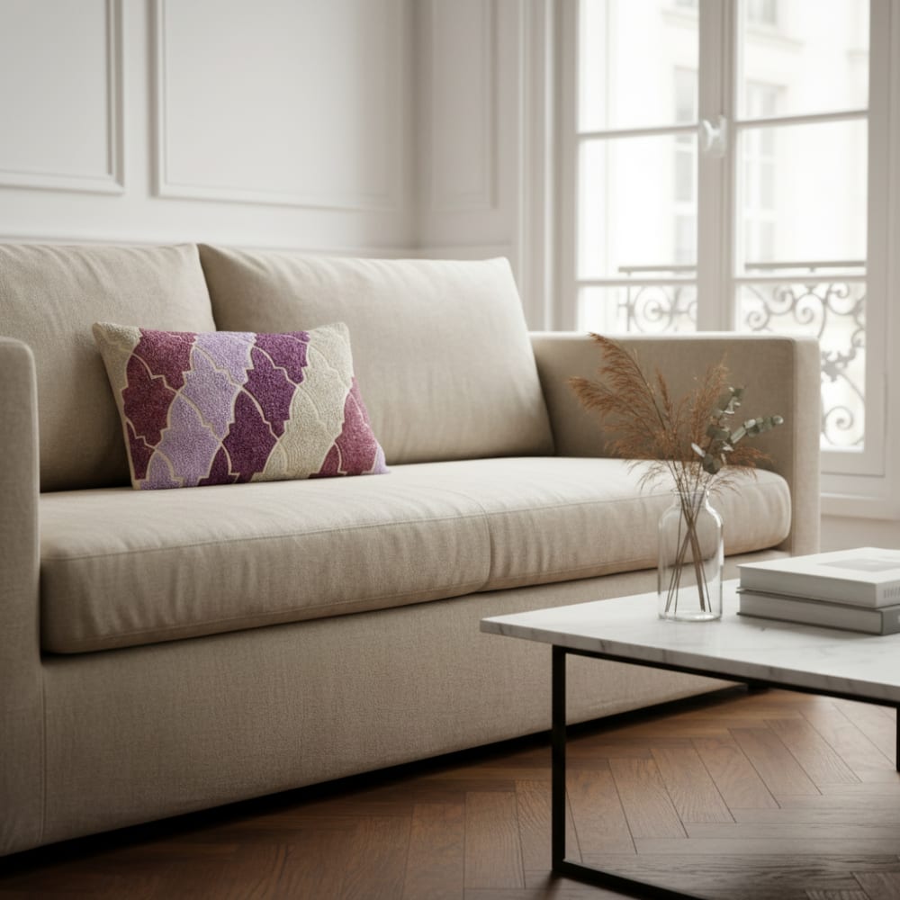 Housse de coussin en lin violet et mauve 50x30 - Maisons du Monde