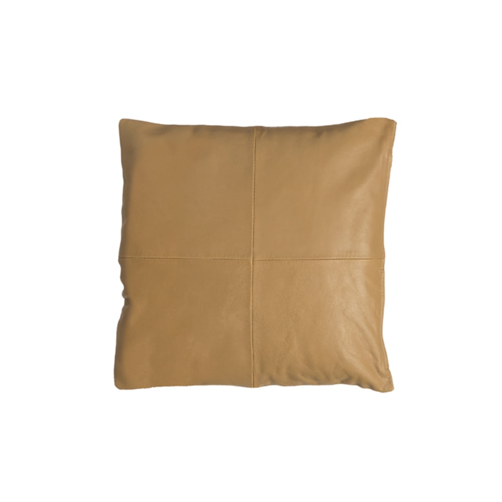 Housse de coussin en coton et cuir marron 40x40