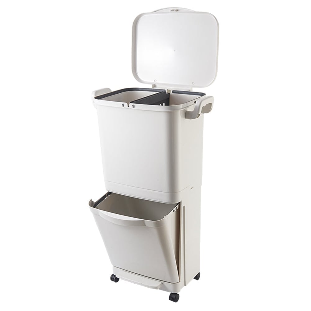Poubelle de cuisine tri sélectif plastique blanc 45l Poubelle de cuisine tri sélectif plastique blanc 45l